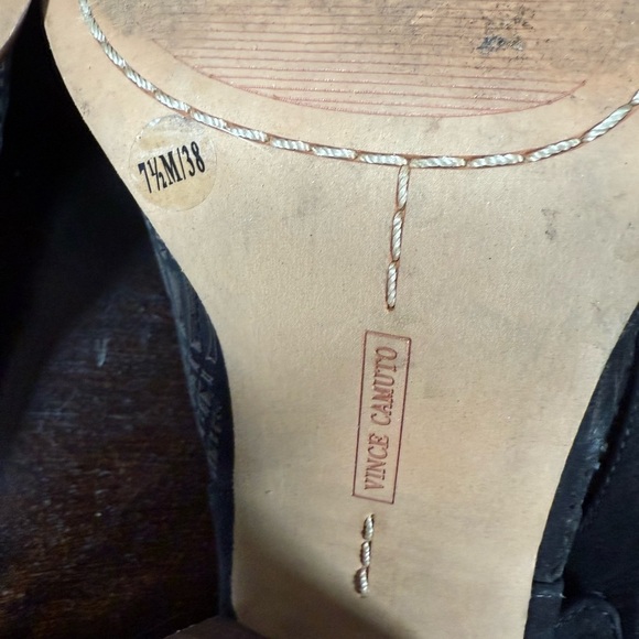 Vince Camuto Black Open-Toe Heels with Chunky Heel - Picture 7 of 8